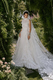 Load image into Gallery viewer, White Formal Bridal Dress with Elegant Train, Romantic Wedding Gown