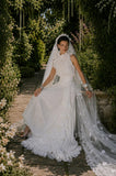 Load image into Gallery viewer, White Formal Bridal Dress with Elegant Train, Romantic Wedding Gown
