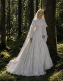 Load image into Gallery viewer, Ivory Bridal Gown with Flowing Train, Elegant Wedding Dress for Formal Ceremony