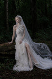 Load image into Gallery viewer, White Formal Bridal Dress with Elegant Train, Romantic Wedding Gown