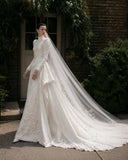 Load image into Gallery viewer, White Formal Bridal Dress with Elegant Train, Romantic Wedding Gown