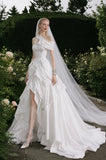 Load image into Gallery viewer, White Statement Wedding Dress with Flowing Skirt and Refined Bridal Silhouette