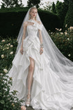 Load image into Gallery viewer, White Statement Wedding Dress with Flowing Skirt and Refined Bridal Silhouette