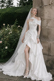 Load image into Gallery viewer, White Statement Wedding Dress with Flowing Skirt and Refined Bridal Silhouette