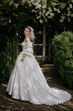 Load image into Gallery viewer, Ivory Wedding Gown with Graceful Full Length Silhouette and Dramatic Bridal Train