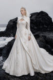Load image into Gallery viewer, White Statement Wedding Dress with Flowing Skirt and Refined Bridal Silhouette