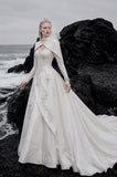Load image into Gallery viewer, White Statement Wedding Dress with Flowing Skirt and Refined Bridal Silhouette