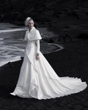 Load image into Gallery viewer, White Wedding Gown with Graceful Full Length Silhouette and Dramatic Bridal Train