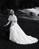Load image into Gallery viewer, White Wedding Gown with Graceful Full Length Silhouette and Dramatic Bridal Train