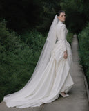 Load image into Gallery viewer, White Statement Wedding Dress with Flowing Skirt and Refined Bridal Silhouette