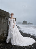 Load image into Gallery viewer, White Formal Bridal Dress with Elegant Train, Romantic Wedding Gown
