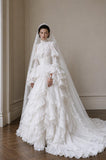Load image into Gallery viewer, Ivory Wedding Gown with Graceful Full Length Silhouette and Dramatic Bridal Train