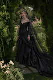 Load image into Gallery viewer, Black Alternative Wedding Gown with Flowing Train and Gothic Bridal Style