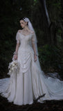 Load image into Gallery viewer, White Statement Wedding Dress with Flowing Skirt and Refined Bridal Silhouette