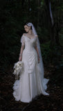 Load image into Gallery viewer, White Statement Wedding Dress with Flowing Skirt and Refined Bridal Silhouette