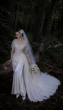 Load image into Gallery viewer, White Statement Wedding Dress with Flowing Skirt and Refined Bridal Silhouette
