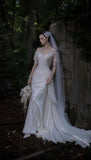 Load image into Gallery viewer, White Statement Wedding Dress with Flowing Skirt and Refined Bridal Silhouette