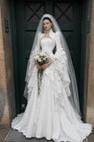 Load image into Gallery viewer, White Statement Wedding Dress with Flowing Skirt and Refined Bridal Silhouette