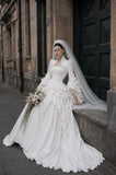 Load image into Gallery viewer, White Statement Wedding Dress with Flowing Skirt and Refined Bridal Silhouette