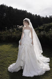 Load image into Gallery viewer, White Formal Bridal Dress with Elegant Train, Romantic Wedding Gown