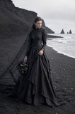 Load image into Gallery viewer, Black Statement Bridal Dress with Dramatic Full Length Wedding Silhouette