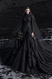 Load image into Gallery viewer, Black Statement Bridal Dress with Dramatic Full Length Wedding Silhouette
