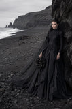 Load image into Gallery viewer, Black Statement Bridal Dress with Dramatic Full Length Wedding Silhouette