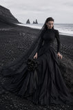 Load image into Gallery viewer, Black Statement Bridal Dress with Dramatic Full Length Wedding Silhouette