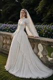 Load image into Gallery viewer, Ivory Formal Bridal Dress with Elegant Train, Romantic Wedding Gown