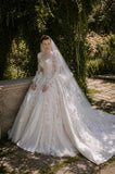 Load image into Gallery viewer, Ivory Statement Wedding Dress with Flowing Skirt and Refined Bridal Silhouette