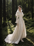 Load image into Gallery viewer, Ivory Bridal Gown with Flowing Train, Elegant Wedding Dress for Formal Ceremony