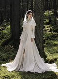Load image into Gallery viewer, Ivory Bridal Gown with Flowing Train, Elegant Wedding Dress for Formal Ceremony