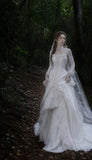Load image into Gallery viewer, White Formal Bridal Dress with Elegant Train, Romantic Wedding Gown