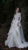 Load image into Gallery viewer, White Formal Bridal Dress with Elegant Train, Romantic Wedding Gown