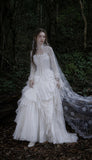 Load image into Gallery viewer, White Formal Bridal Dress with Elegant Train, Romantic Wedding Gown