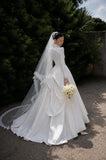 Load image into Gallery viewer, White Statement Wedding Dress with Flowing Skirt and Refined Bridal Silhouette