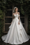 Load image into Gallery viewer, Ivory Formal Bridal Dress with Elegant Train, Romantic Wedding Gown
