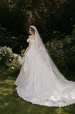 Load image into Gallery viewer, Ivory Formal Bridal Dress with Elegant Train, Romantic Wedding Gown