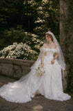 Load image into Gallery viewer, Ivory Formal Bridal Dress with Elegant Train, Romantic Wedding Gown