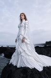 Load image into Gallery viewer, White Statement Wedding Dress with Flowing Skirt and Refined Bridal Silhouette