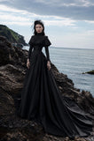 Load image into Gallery viewer, Black Alternative Wedding Gown with Flowing Train and Gothic Bridal Style