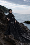Load image into Gallery viewer, Black Alternative Wedding Gown with Flowing Train and Gothic Bridal Style