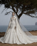 Load image into Gallery viewer, White Formal Bridal Dress with Elegant Train, Romantic Wedding Gown