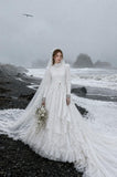 Load image into Gallery viewer, White Statement Wedding Dress with Flowing Skirt and Refined Bridal Silhouette