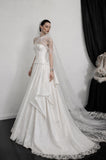 Load image into Gallery viewer, White Formal Bridal Dress with Elegant Train, Romantic Wedding Gown