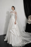 Load image into Gallery viewer, White Formal Bridal Dress with Elegant Train, Romantic Wedding Gown