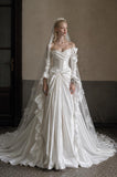 Load image into Gallery viewer, White Statement Wedding Dress with Flowing Skirt and Refined Bridal Silhouette