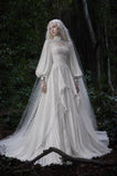 Load image into Gallery viewer, White Formal Bridal Dress with Elegant Train, Romantic Wedding Gown