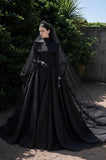Load image into Gallery viewer, Black Gothic Wedding Dress with Elegant Train, Dark Romantic Bridal Gown