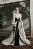 Load image into Gallery viewer, Black and Ivory Two Tone Bridal Gown, Statement Wedding Dress for Formal Ceremony